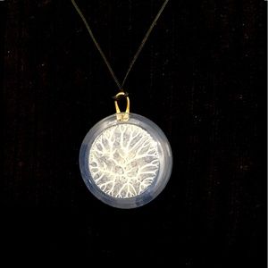 Artisan Made Blue and White Glass Pendant on Black Cord